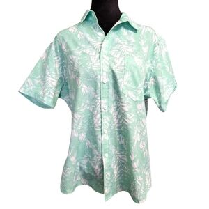 Apt.9 Men's Mint Green Leaf Print Shirt Med